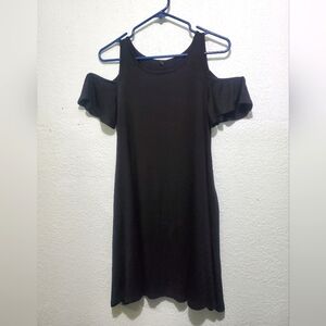 Black Off-Shoulder Dress With Pockets